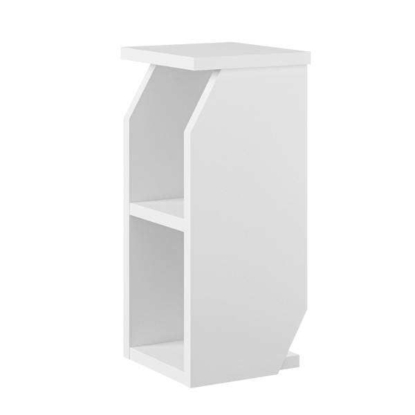 Decortie Tena Modern Side Table with Storage Minimalist Design White