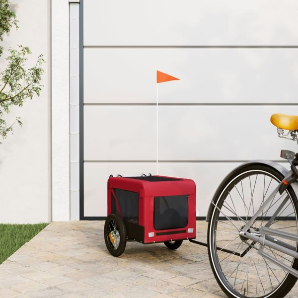 Berkfield Dog Bike Trailer Red and Black Oxford Fabric&Iron