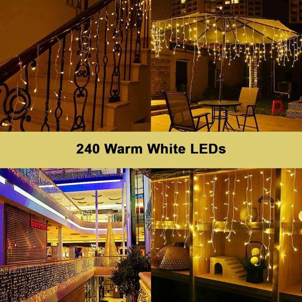 Warm White LED Icicle Christmas Lights Family, 240 or 480 LEDs, 8 Modes, Timer and Memory image 1