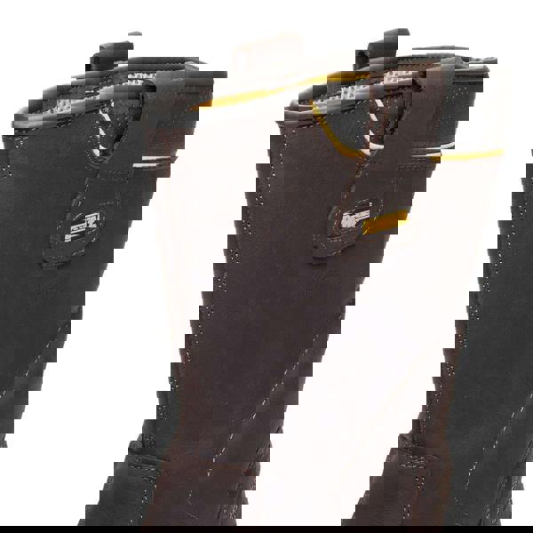 DeWalt Millington Mens Pull On Safety Work Composite Toe/Midsole Boots, close-up view of the black safety work boots showcasing their durable material and safety features.