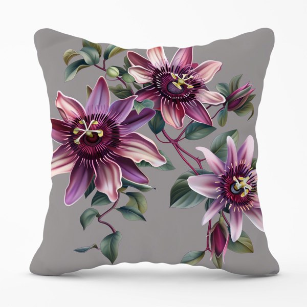 Warren Reed Purple Passion Flowers Cushions