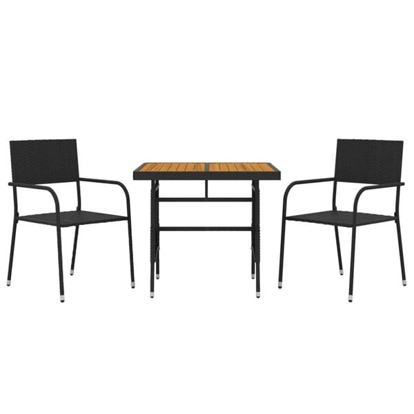 Berkfield 3 Piece Outdoor Dining Set Poly Rattan Black