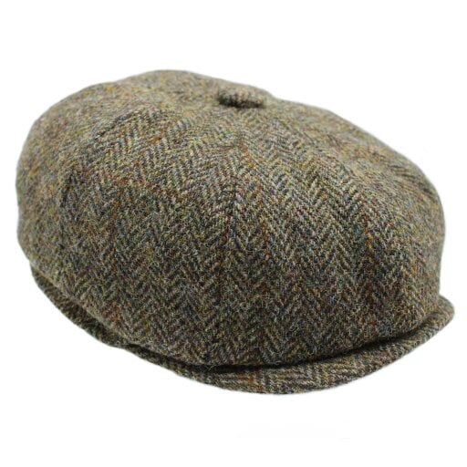 Heather Hats & Accessories Genuine Harris Tweed 8-Panel Flat Cap, Satin Lining, Outdoor Wear, Moorland Brown