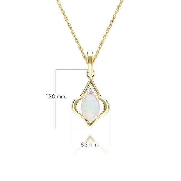 Gemondo Classic Oval Opal & Diamond Pendant Necklace in 9ct Yellow Gold