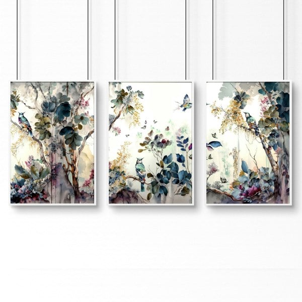 Living room wall art decor | set of 3 Chinoiserie wall art prints