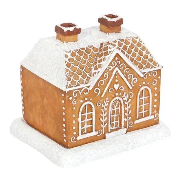 Gingerbread house incense cone burner with ornate windows and textured roof detail