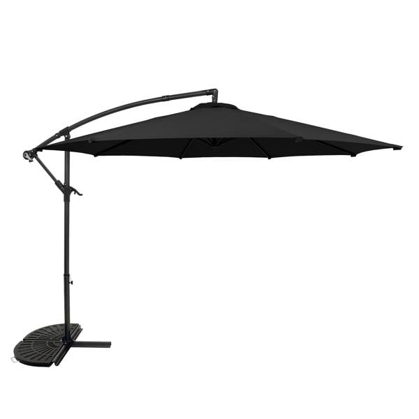 Jardi Cantilever Parasol 3m With Half Fan Base – Black