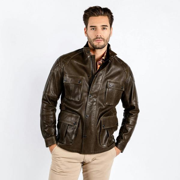 The Expedition Leather Utility Jacket - Premium Men's Patterned Shirt by Claudio Lugli | Bold Design, Tailored Fit, Best Printed Shirts