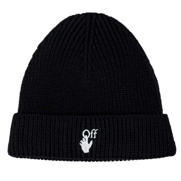 Off-White Off White Hand Off Logo Wool Beanie - Black