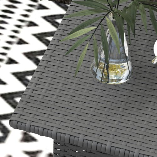 Wyld Haus Nari Grey Rattan Outdoor Side Table With Woven Top