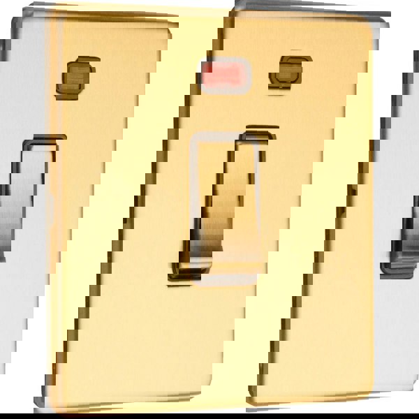 1 Gang 20A Single Light Switch & Neon SCREWLESS SATIN BRASS 2 Way Rocker Plate