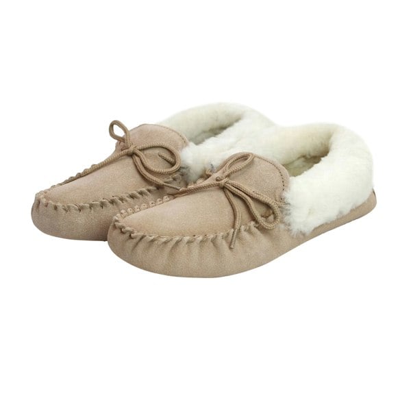 Eastern Counties Leather Womens/Ladies Hard Sole Sheepskin Moccasins - Camel