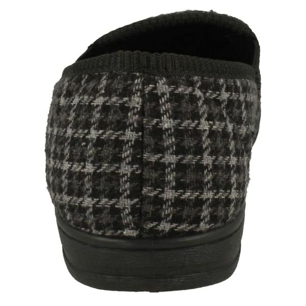Spot On Mens Spot On Check Detail Gusset Slippers Mason