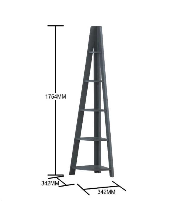 Timber Art Design Riva Scandinavian Retro 5 Tier Corner Ladder Bookcase Shelf Unit