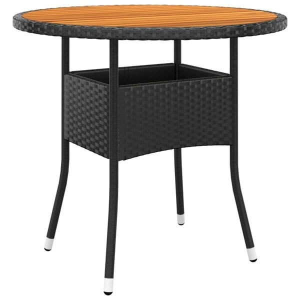 Berkfield Garden Table 80x75 cm Acacia Wood and Poly Rattan Black