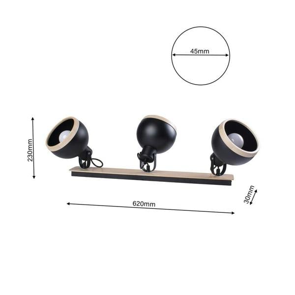 Milagro Oval Ceiling Lamp Hand Made Black With Natural Wood