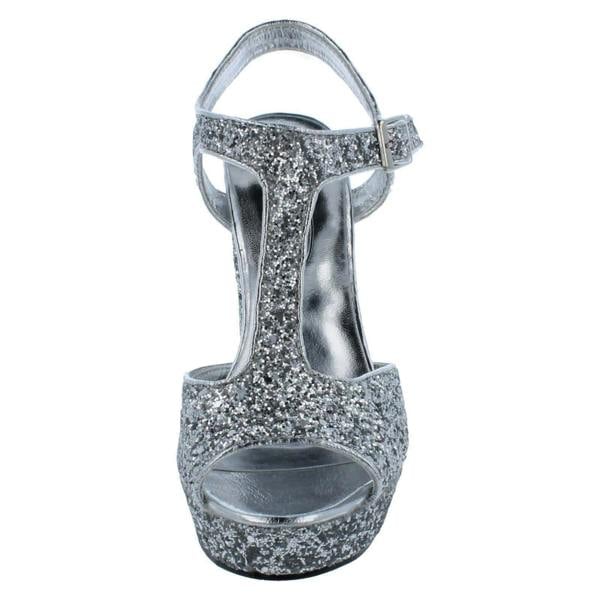 Spot On Ladies Spot On Glittery Platform Sandals
