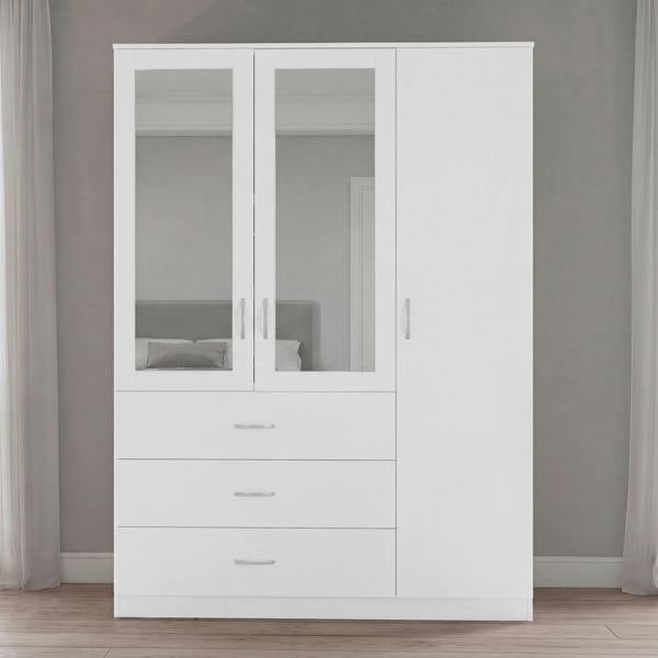 Vida Designs Riano 3 Door 3 Drawer Mirrored Wardrobe
