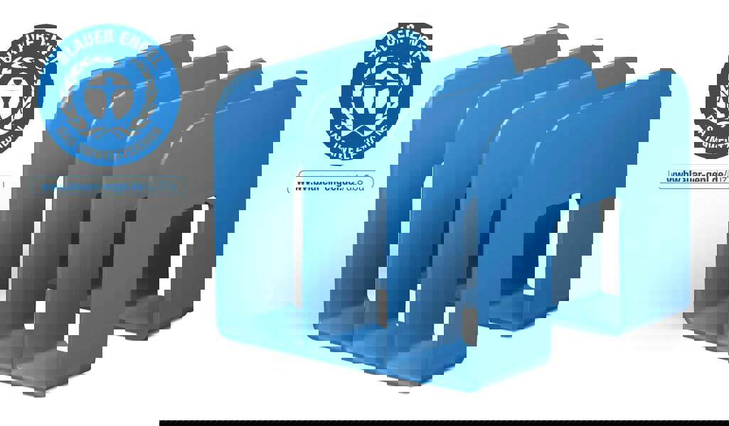 Durable ECO Recycled Plastic Magazine Stand Desk File Holder | 2 Pack | Blue