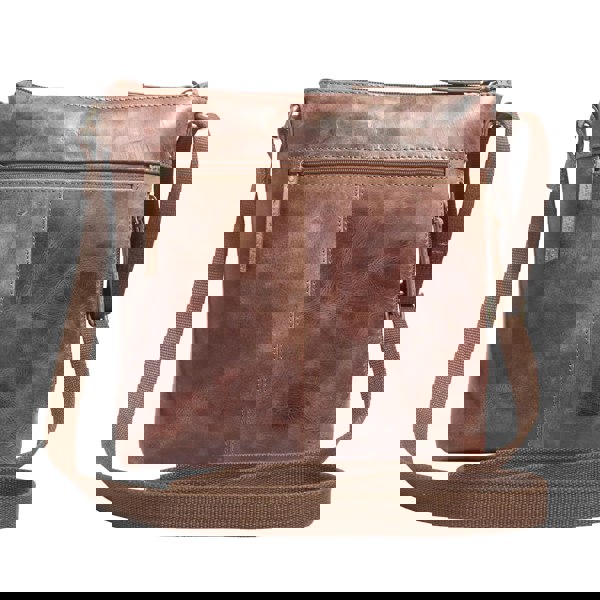 Assots London 'CORI' Distressed Tan Real Leather Crossbody Bag