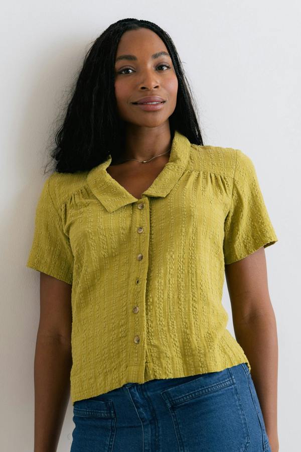 Lowlands Textured Seersucker Blouse Lime