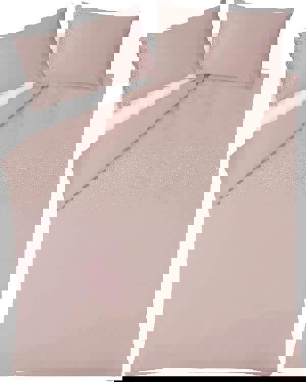 Smart Living Luxury Hotel Quality Diamonte Embellished Duvet Cover with Pillowcases - Blush