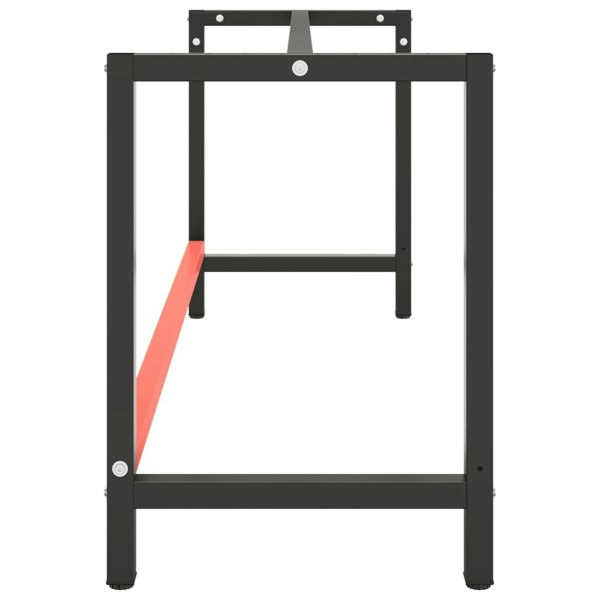 Berkfield Work Bench Frame Matte Black and Matte Red 180x57x79 cm Metal