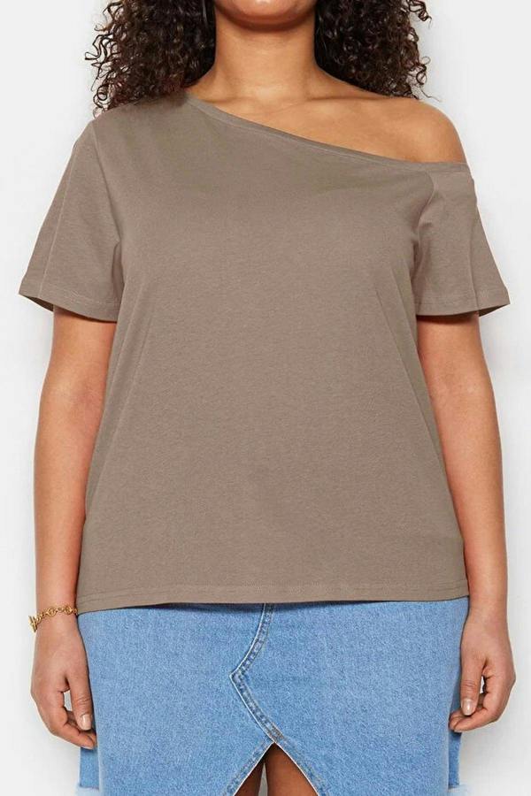 WOVCOR Off-Shoulder Detail 100% Cotton Knitted Blouse