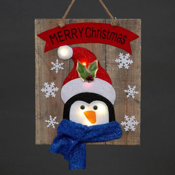 36 cm Battery Operated Wooden Frame Wall Decoration with 6 Warm White LED Bulbs image 1