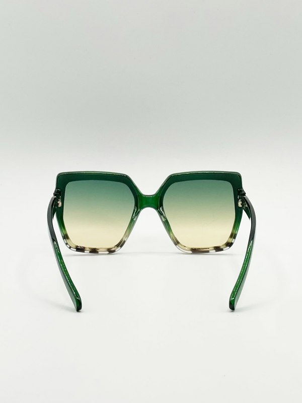 SVNX Oversize Cateye Sunglasses with Diamante Detail in Green