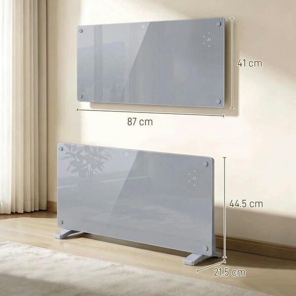 2000W Smart Panel Heater Wall Mounted & Freestanding, Electric Heater with Weekly Timer, Open Window & Anti-Frost, Grey