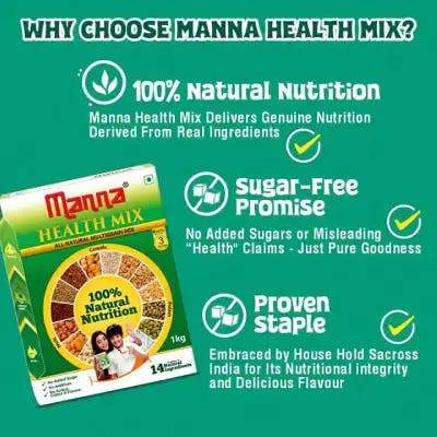Manna Health Mix 500g and Manna Date Powder 200g Combo Pack | All Natural Kids Nutrition Drink + All Natural Sweetner For Kids