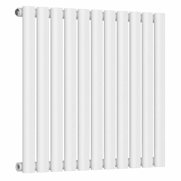 MYHOMEWARE White 660 x 600 mm Modern Horizontal Column Designer Radiator Oval Single Panel Radiator Heater