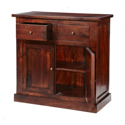 Wyld Haus Oxford Mahogany Mango Wood Storage Cabinet 2 Drawers 2 Doors