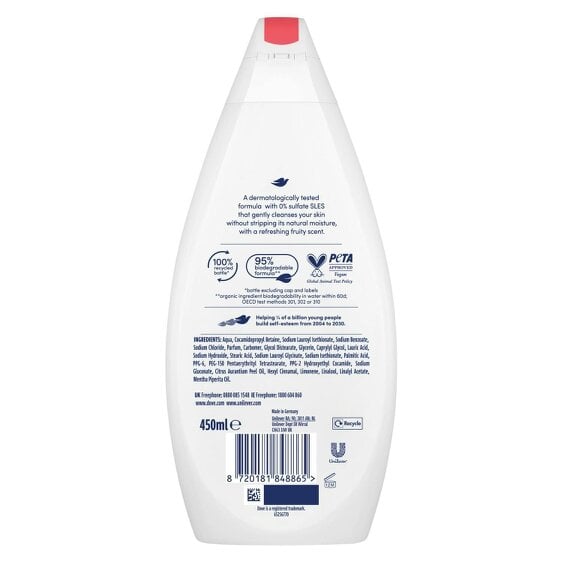 Dove Juicy Hydrate Body Wash, 0% Sulfates & SLES Gentel Cleansing 450ml