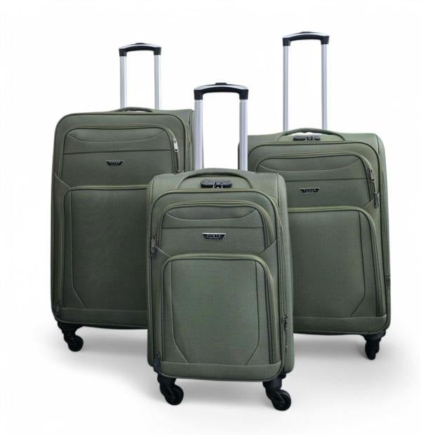 Infinity Luggage Soft Shell Lightweight Nylon Suitcase Set 4 Wheel Travel Case Holiday Bags