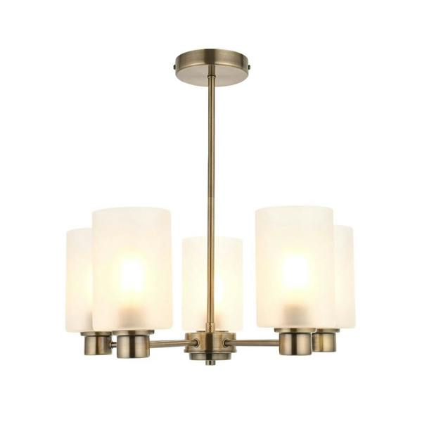 Pagazzi Lighting Kingsholm 5-Light Antique Brass Semi-Flush Ceiling Light