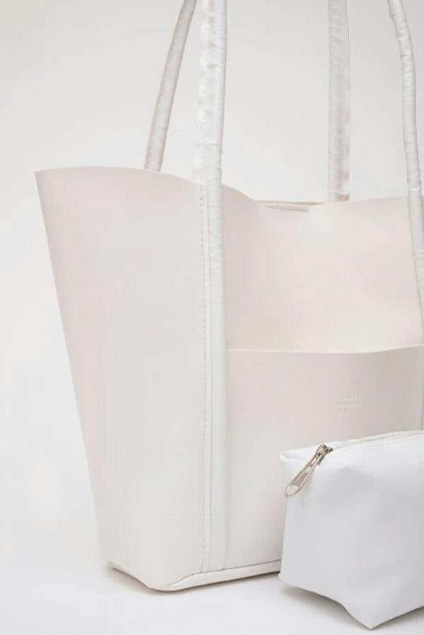 Hoxton Gal Large Faux Leather Tote & Shoulder Bag with Front Pocket, Snap Closure, and Matching Makeup Pouch