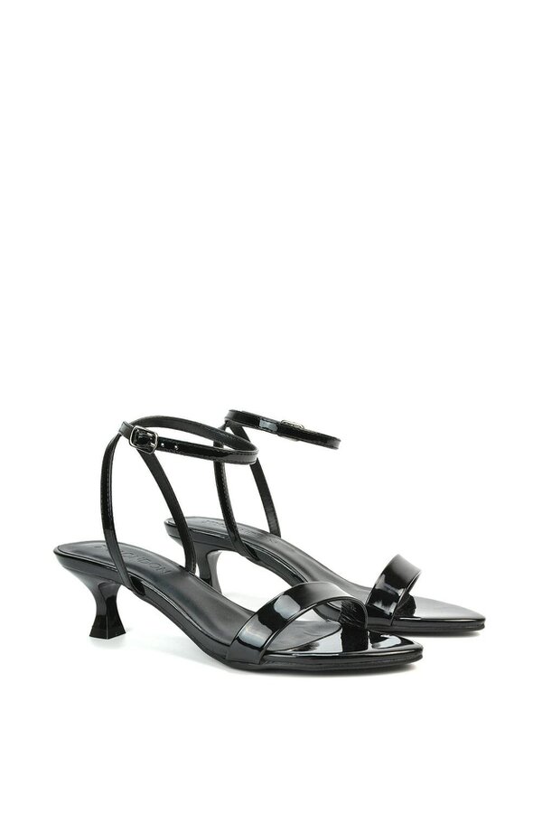 XY LONDON Kitten Low Heel Strappy Sandal Two Part Heeled Shoes