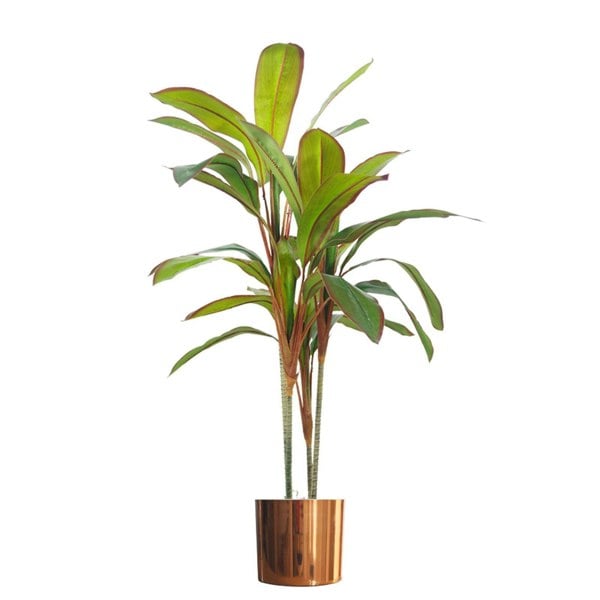 Leaf 100cm Artificial Potted Dracaena Tropical Plant with Copper Metal Plater