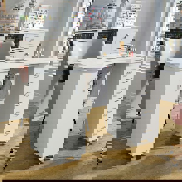 120cm Wide White Manicure Table with Dust Collector and Wrist Cushion Dressing Tables Living and Home