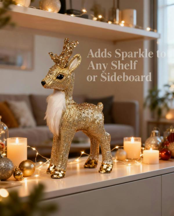 22cm Gold Reindeer Christmas Figurine for Festive Home Display and Seasonal Decorating image 5