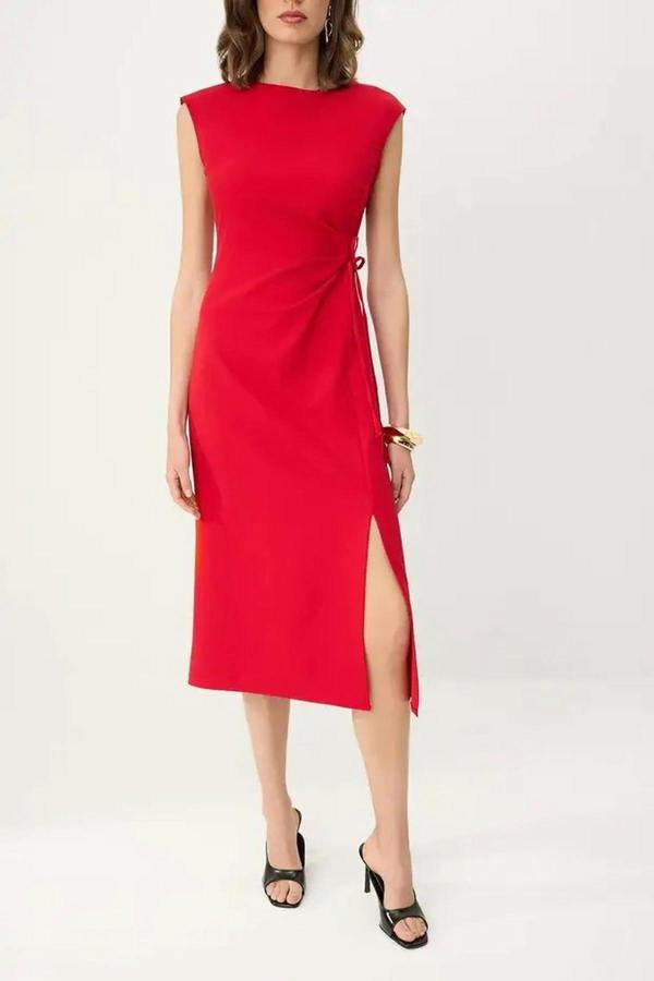WOVCOR Tie Detail Sleeveless Midi Dress
