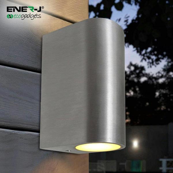 ENER-J Up-Down Wall Light Silver Housing, Indoor / Outdoor, GU10 Fitting, IP44 Up-Down Outdoor Wall Light (Max 35Wx2)