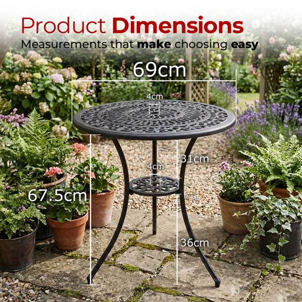 Centurion Supports POSITANO Garden and Patio Black Cast Aluminium Bistro Table
