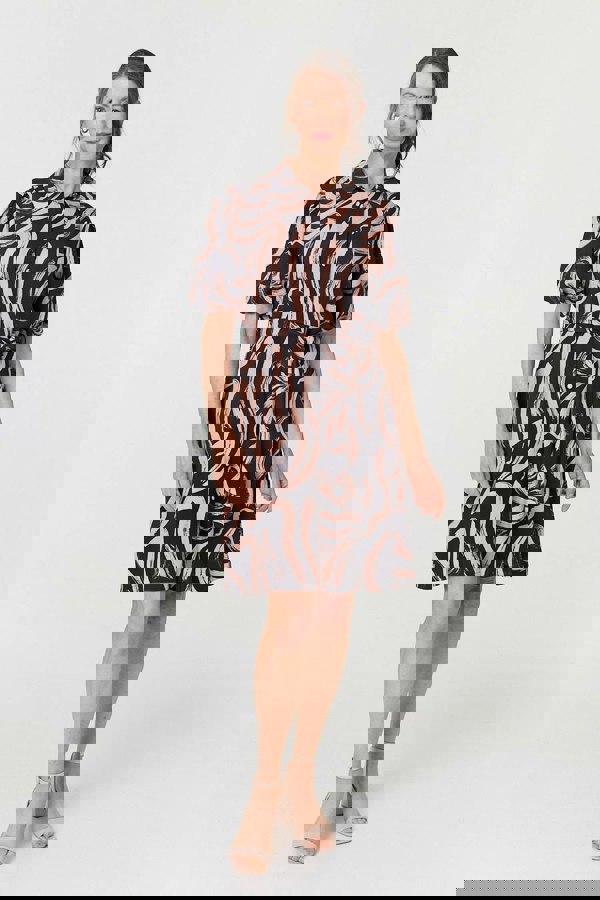 Pink | Brushstroke Print Short Shirt Dress
