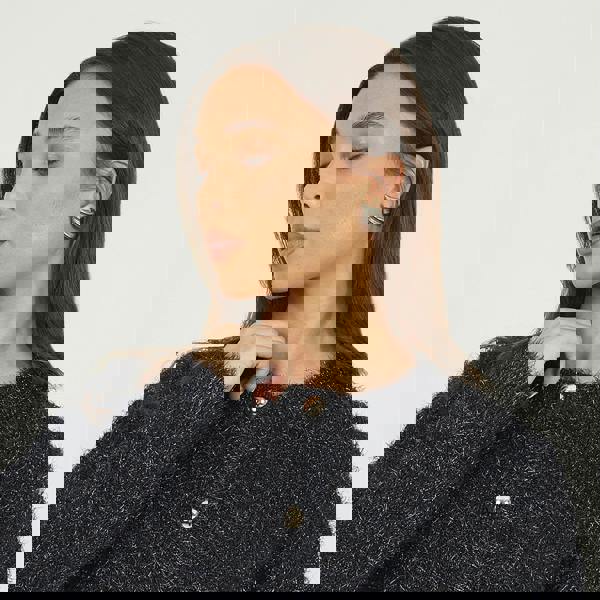 Brave Soul Navy Fluffy Tinsel Knit Cardigan - Navy Image 4