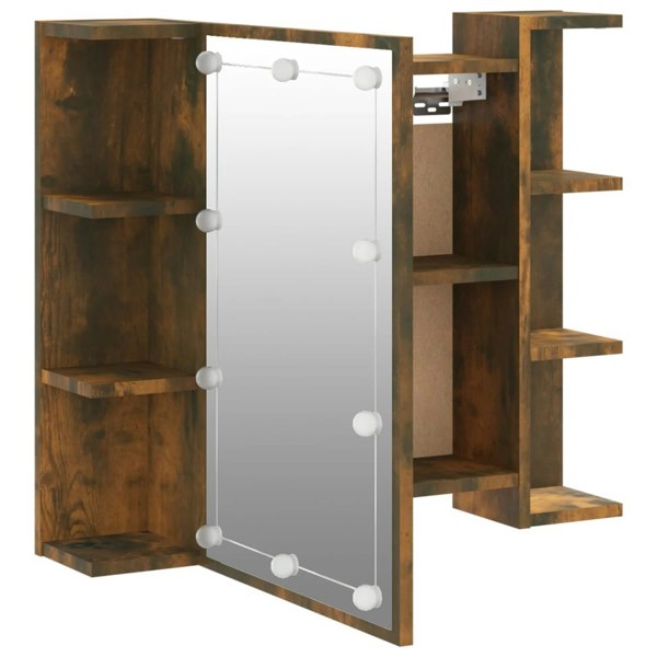 Berkfield Mirror Cabinet with LED Smoked Oak 70x16.5x60 cm