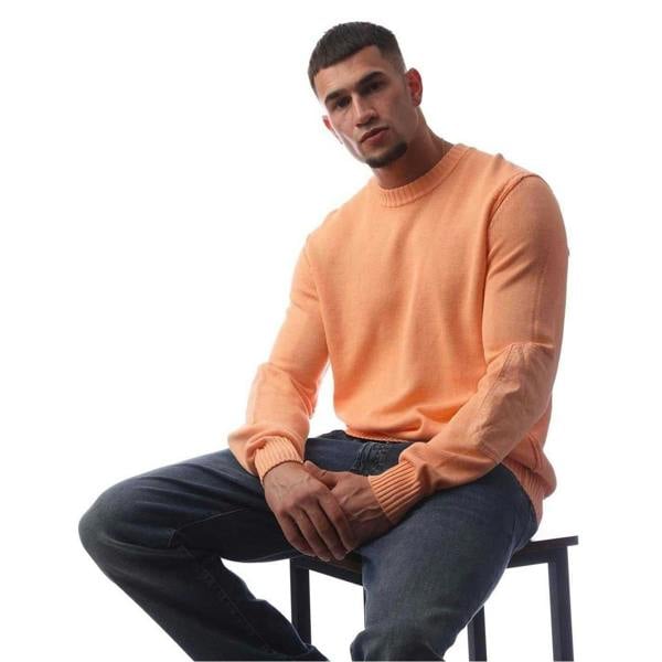 Boss Mens Crew Neck Regular Casual Sweater Top - Pastel Orange - 