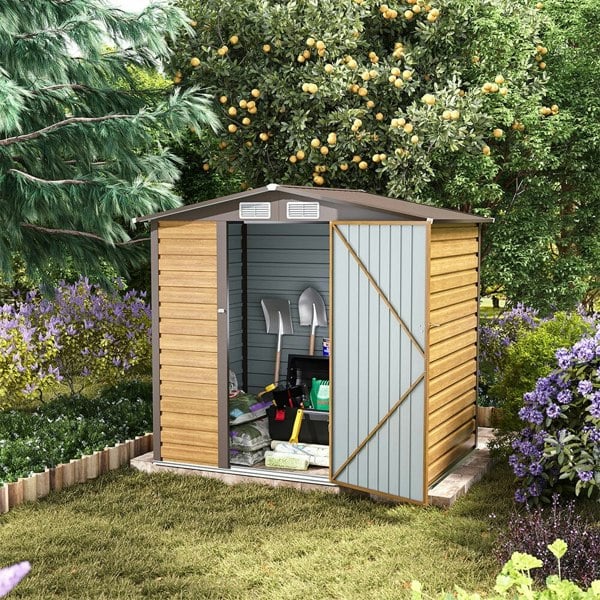 Outdoor Galvanized Steel Tawny Storage Shed Living and Home